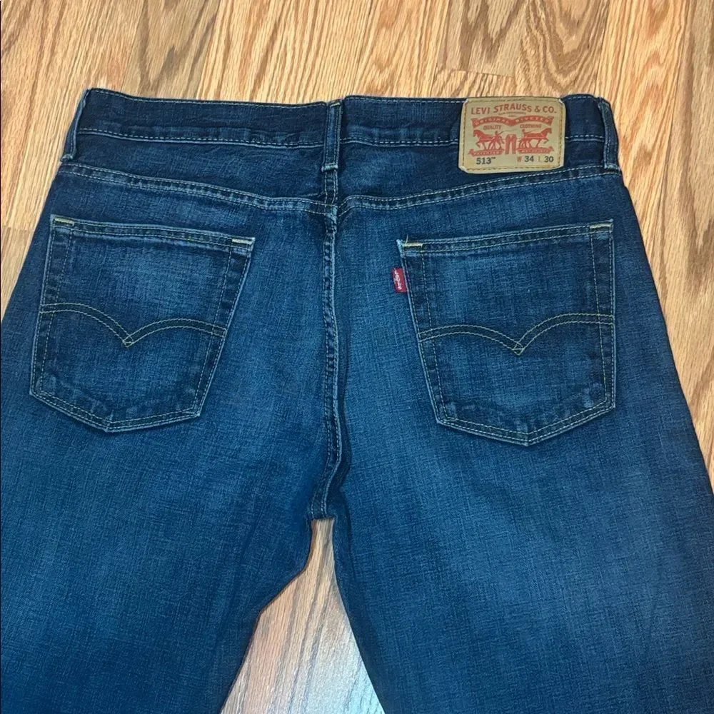 Levi’s 513 Men’s Slim Straight Cotton Blue Jeans, 34 x 30